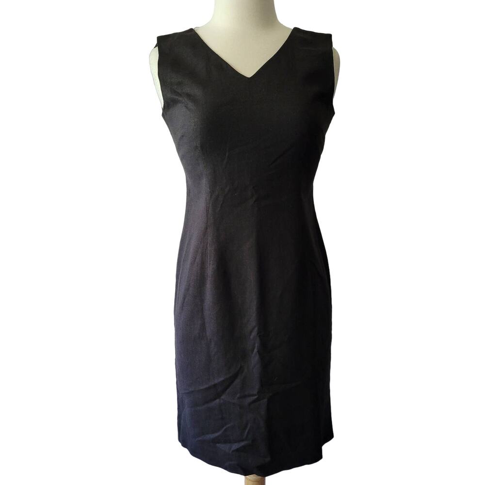 Norton McNaughton Black Linen Dress NEW $44 Size 4 Petite Sleeveless Women Lined